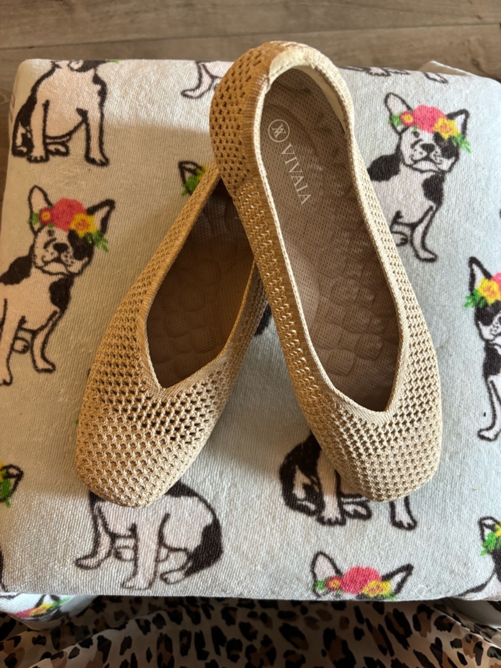 Vivala Neutral Knit Ballet Flats - Lightweight Beige Slip-Ons 8.5